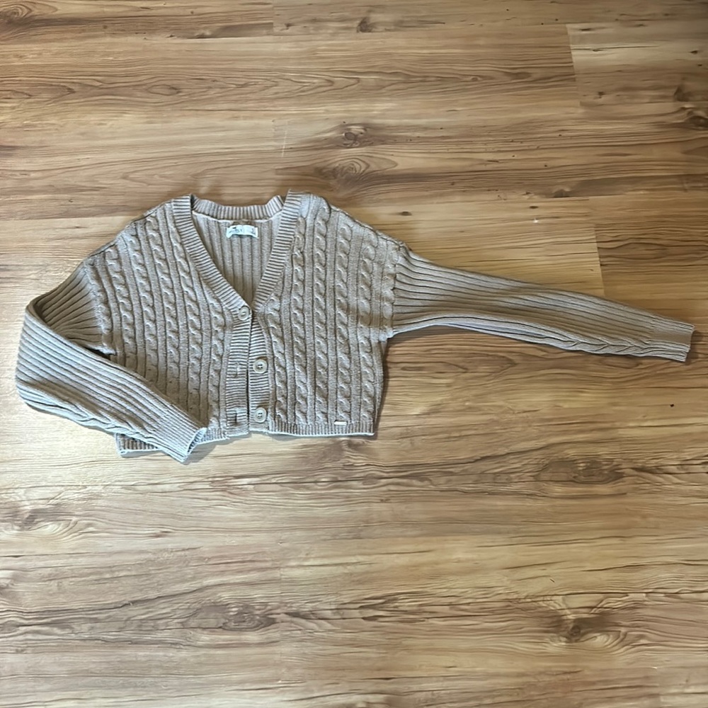 Button down cable sweater